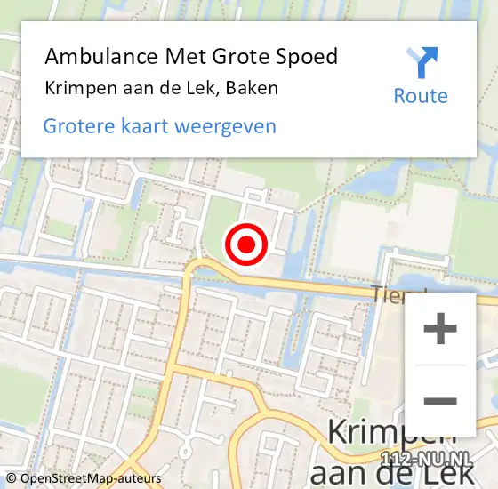 Locatie op kaart van de 112 melding: Ambulance Met Grote Spoed Naar Krimpen aan de Lek, Baken op 25 november 2018 19:07