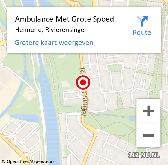Locatie op kaart van de 112 melding: Ambulance Met Grote Spoed Naar Helmond, Rivierensingel op 25 november 2018 19:13