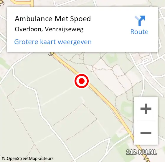 Locatie op kaart van de 112 melding: Ambulance Met Spoed Naar Overloon, Venraijseweg op 25 november 2018 19:22