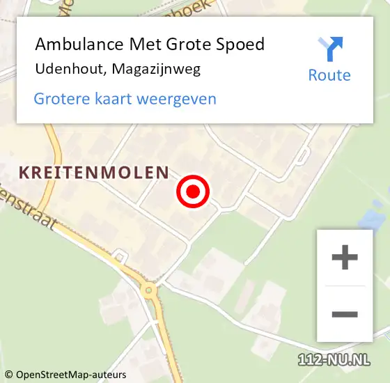 Locatie op kaart van de 112 melding: Ambulance Met Grote Spoed Naar Udenhout, Magazijnweg op 25 november 2018 19:41