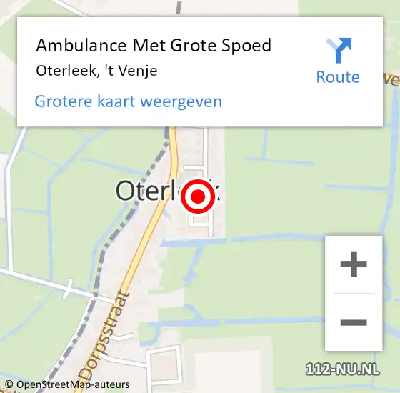 Locatie op kaart van de 112 melding: Ambulance Met Grote Spoed Naar Oterleek, 't Venje op 15 maart 2014 18:06