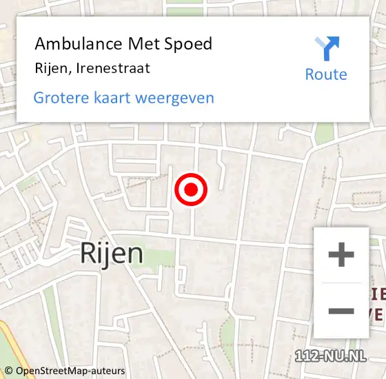 Locatie op kaart van de 112 melding: Ambulance Met Spoed Naar Rijen, Irenestraat op 25 november 2018 20:07