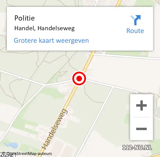 Locatie op kaart van de 112 melding: Politie Handel, Handelseweg op 25 november 2018 21:33