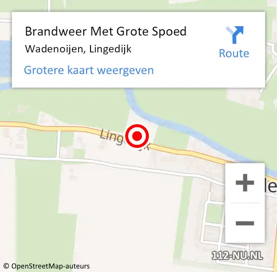 Locatie op kaart van de 112 melding: Brandweer Met Grote Spoed Naar Wadenoijen, Lingedijk op 15 maart 2014 18:13