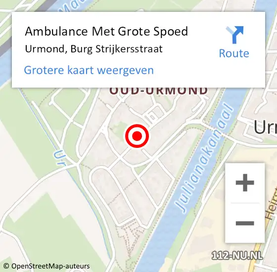 Locatie op kaart van de 112 melding: Ambulance Met Grote Spoed Naar Urmond, Burg Strijkersstraat op 15 maart 2014 18:17