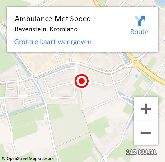 Locatie op kaart van de 112 melding: Ambulance Met Spoed Naar Ravenstein, Kromland op 26 november 2018 00:37