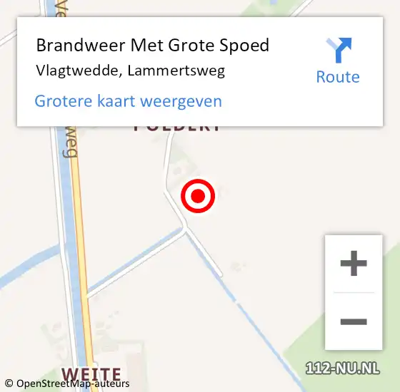 Locatie op kaart van de 112 melding: Brandweer Met Grote Spoed Naar Vlagtwedde, Lammertsweg op 15 maart 2014 18:35