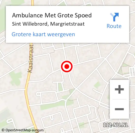 Locatie op kaart van de 112 melding: Ambulance Met Grote Spoed Naar Sint Willebrord, Margrietstraat op 26 november 2018 07:02