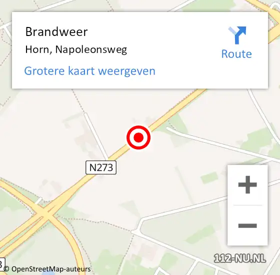 Locatie op kaart van de 112 melding: Brandweer Horn, Napoleonsweg op 26 november 2018 08:14