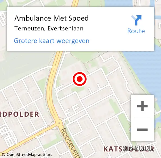 Locatie op kaart van de 112 melding: Ambulance Met Spoed Naar Terneuzen, Evertsenlaan op 26 november 2018 08:22