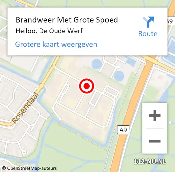 Locatie op kaart van de 112 melding: Brandweer Met Grote Spoed Naar Heiloo, De Oude Werf op 26 november 2018 09:16