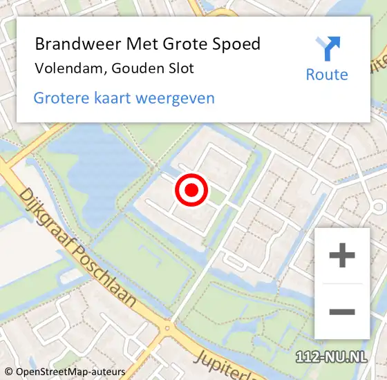 Locatie op kaart van de 112 melding: Brandweer Met Grote Spoed Naar Volendam, Gouden Slot op 26 november 2018 09:41