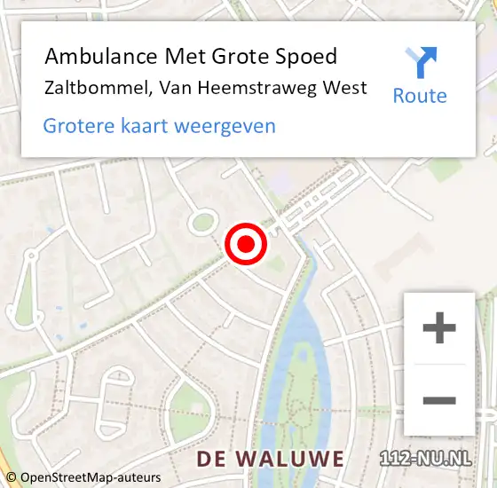 Locatie op kaart van de 112 melding: Ambulance Met Grote Spoed Naar Zaltbommel, Van Heemstraweg West op 26 november 2018 11:41