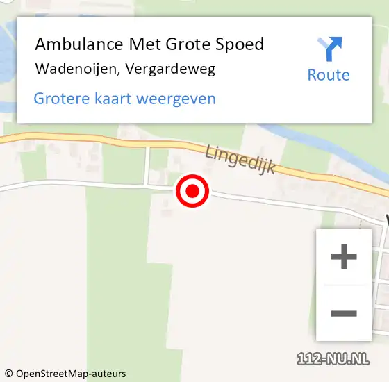 Locatie op kaart van de 112 melding: Ambulance Met Grote Spoed Naar Wadenoijen, Vergardeweg op 26 november 2018 11:47