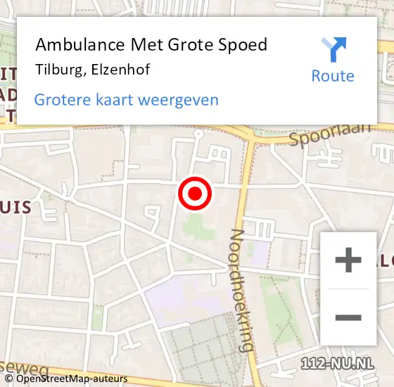 Locatie op kaart van de 112 melding: Ambulance Met Grote Spoed Naar Tilburg, Elzenhof op 26 november 2018 12:19