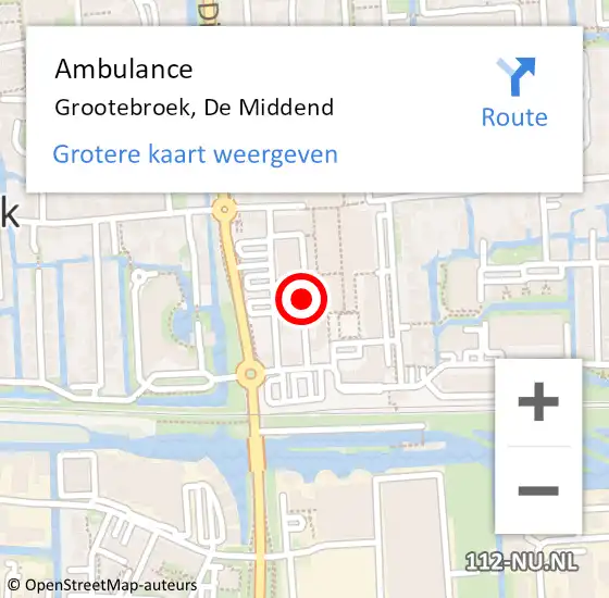 Locatie op kaart van de 112 melding: Ambulance Grootebroek, De Middend op 26 november 2018 13:29