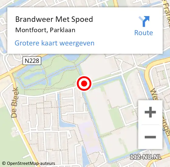 Locatie op kaart van de 112 melding: Brandweer Met Spoed Naar Montfoort, Parklaan op 15 maart 2014 19:59