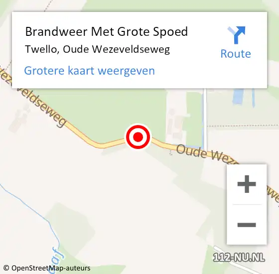 Locatie op kaart van de 112 melding: Brandweer Met Grote Spoed Naar Twello, Oude Wezeveldseweg op 26 november 2018 14:59