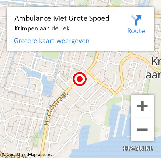 Locatie op kaart van de 112 melding: Ambulance Met Grote Spoed Naar Krimpen aan de Lek op 26 november 2018 15:36