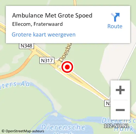 Locatie op kaart van de 112 melding: Ambulance Met Grote Spoed Naar Ellecom, Fraterwaard op 26 november 2018 15:45