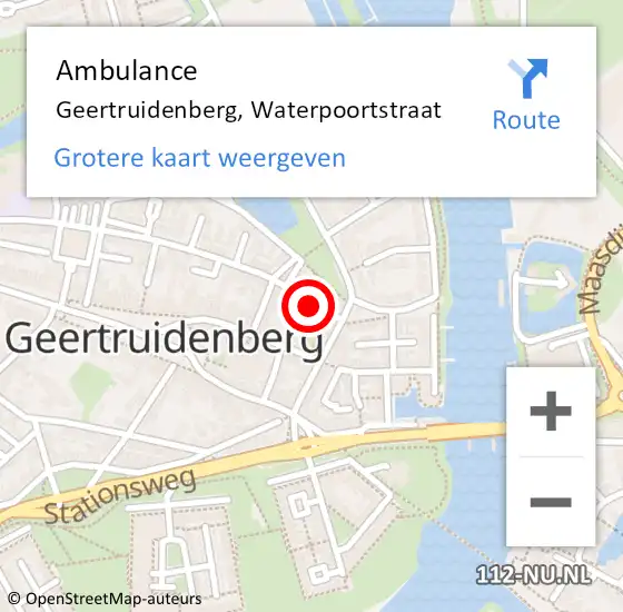 Locatie op kaart van de 112 melding: Ambulance Geertruidenberg, Waterpoortstraat op 26 november 2018 15:48