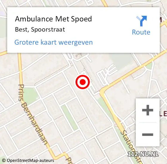 Locatie op kaart van de 112 melding: Ambulance Met Spoed Naar Best, Spoorstraat op 26 november 2018 15:56