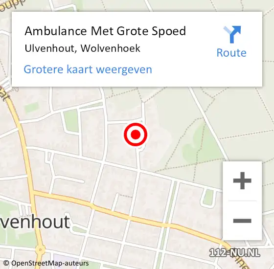 Locatie op kaart van de 112 melding: Ambulance Met Grote Spoed Naar Ulvenhout, Wolvenhoek op 26 november 2018 16:41