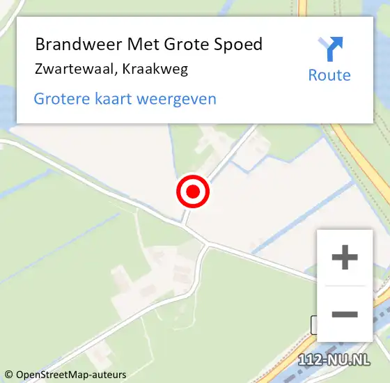 Locatie op kaart van de 112 melding: Brandweer Met Grote Spoed Naar Zwartewaal, Kraakweg op 26 november 2018 16:45