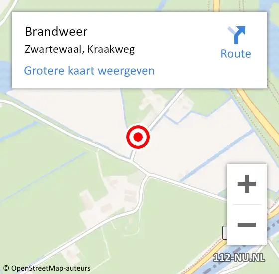 Locatie op kaart van de 112 melding: Brandweer Zwartewaal, Kraakweg op 26 november 2018 16:47