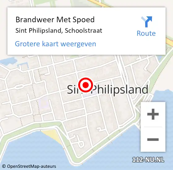 Locatie op kaart van de 112 melding: Brandweer Met Spoed Naar Sint Philipsland, Schoolstraat op 26 november 2018 19:12