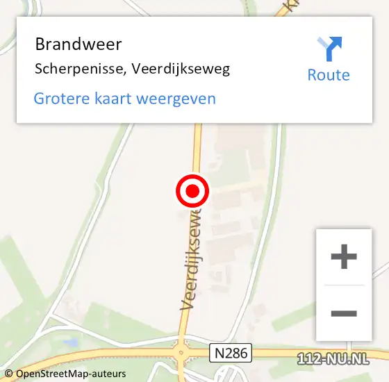 Locatie op kaart van de 112 melding: Brandweer Scherpenisse, Veerdijkseweg op 26 november 2018 19:14