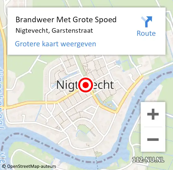 Locatie op kaart van de 112 melding: Brandweer Met Grote Spoed Naar Nigtevecht, Garstenstraat op 26 november 2018 19:58