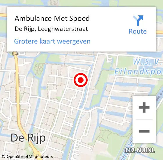 Locatie op kaart van de 112 melding: Ambulance Met Spoed Naar De Rijp, Leeghwaterstraat op 26 november 2018 20:34