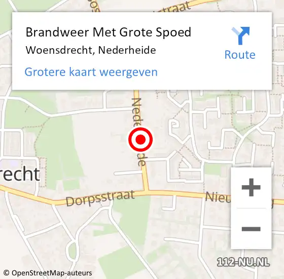 Locatie op kaart van de 112 melding: Brandweer Met Grote Spoed Naar Woensdrecht, Nederheide op 26 november 2018 20:58