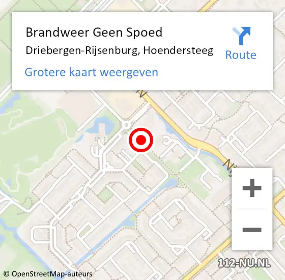 Locatie op kaart van de 112 melding: Brandweer Geen Spoed Naar Driebergen-Rijsenburg, Hoendersteeg op 26 november 2018 22:46