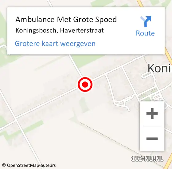 Locatie op kaart van de 112 melding: Ambulance Met Grote Spoed Naar Koningsbosch, Haverterstraat op 27 november 2018 05:30