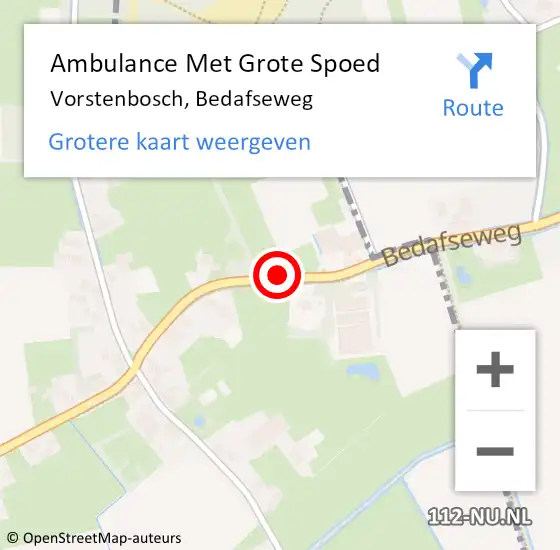 Locatie op kaart van de 112 melding: Ambulance Met Grote Spoed Naar Vorstenbosch, Bedafseweg op 27 november 2018 05:37