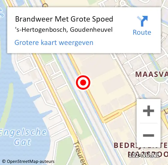 Locatie op kaart van de 112 melding: Brandweer Met Grote Spoed Naar 's-Hertogenbosch, Goudenheuvel op 27 november 2018 07:34