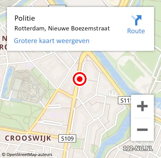 Locatie op kaart van de 112 melding: Politie Rotterdam, Nieuwe Boezemstraat op 27 november 2018 08:21