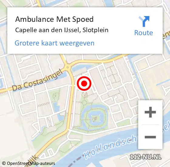 Locatie op kaart van de 112 melding: Ambulance Met Spoed Naar Capelle aan den IJssel, Slotplein op 27 november 2018 09:01