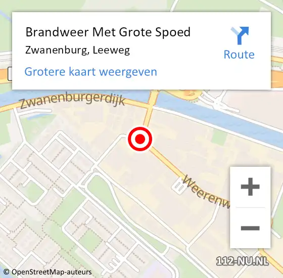 Locatie op kaart van de 112 melding: Brandweer Met Grote Spoed Naar Zwanenburg, Leeweg op 27 november 2018 10:23