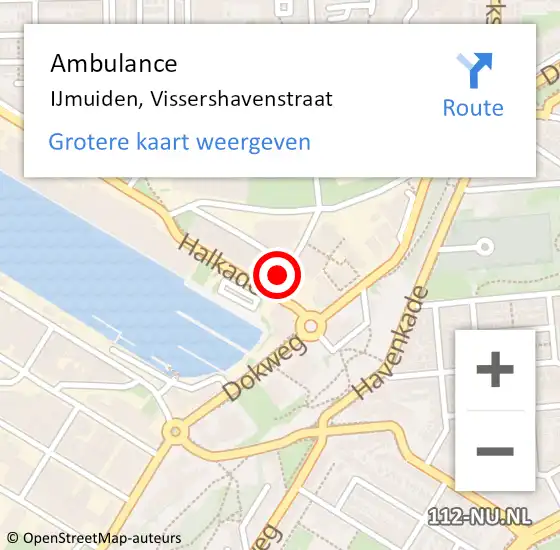 Locatie op kaart van de 112 melding: Ambulance IJmuiden, Vissershavenstraat op 27 november 2018 10:48