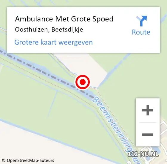 Locatie op kaart van de 112 melding: Ambulance Met Grote Spoed Naar Oosthuizen, Beetsdijkje op 27 november 2018 11:20