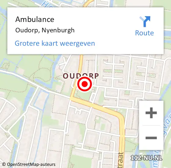 Locatie op kaart van de 112 melding: Ambulance Oudorp, Nyenburgh op 27 november 2018 11:27