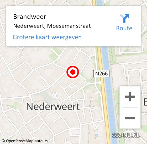 Locatie op kaart van de 112 melding: Brandweer Nederweert, Moesemanstraat op 27 november 2018 11:27