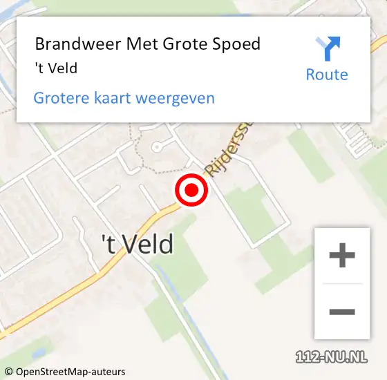 Locatie op kaart van de 112 melding: Brandweer Met Grote Spoed Naar 't Veld op 27 november 2018 11:52