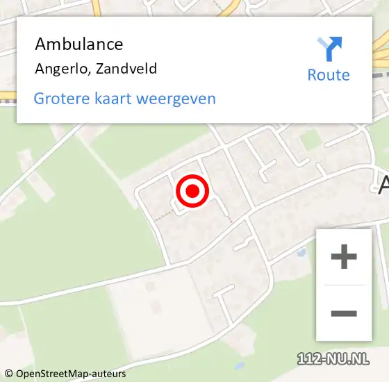Locatie op kaart van de 112 melding: Ambulance Angerlo, Zandveld op 27 november 2018 12:12