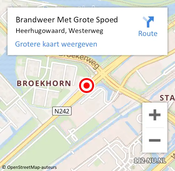 Locatie op kaart van de 112 melding: Brandweer Met Grote Spoed Naar Heerhugowaard, Westerweg op 27 november 2018 12:15