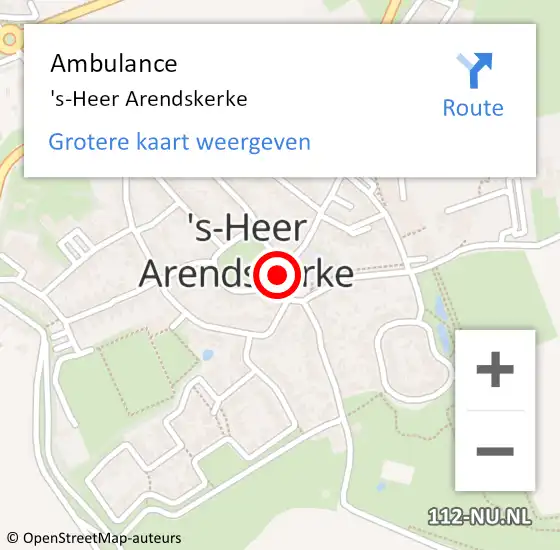 Locatie op kaart van de 112 melding: Ambulance 's-Heer Arendskerke op 27 november 2018 12:30