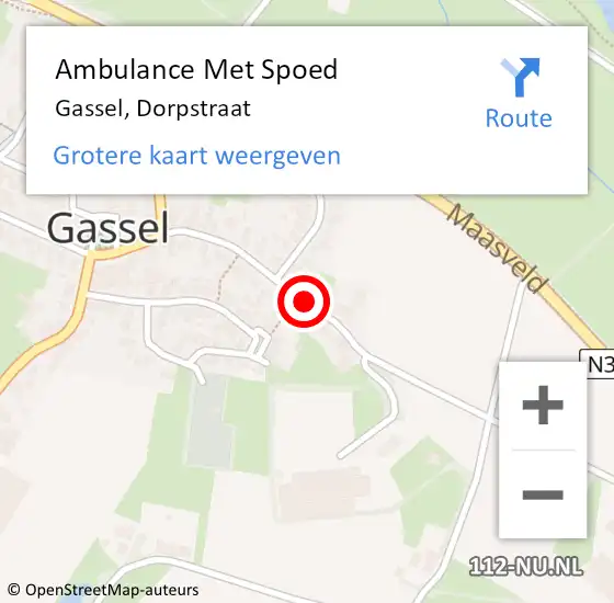 Locatie op kaart van de 112 melding: Ambulance Met Spoed Naar Gassel, Dorpstraat op 27 november 2018 13:09